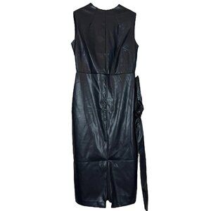Alexia Admor Faux Leather Belted Bodycon High Neck Cocktail Dress Black Size 2
